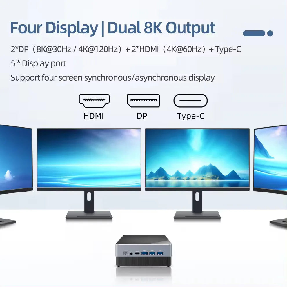 Mini-PC-Computer Gaming Intel Core i3 115G4 i5 1340P 1335U CPU NUC Büro DDR4 NVMe Gaming Mini-Computer HDMI VGA Vier Display 
