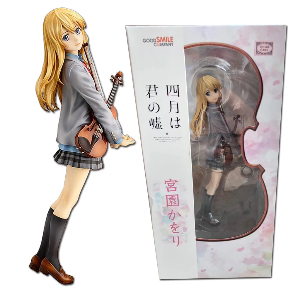 21cm Anime Your Lie in April Miyazono Kaori Painted PVC Figure Collectible Model Toy Kawaii Girl Figure Female Action Figure