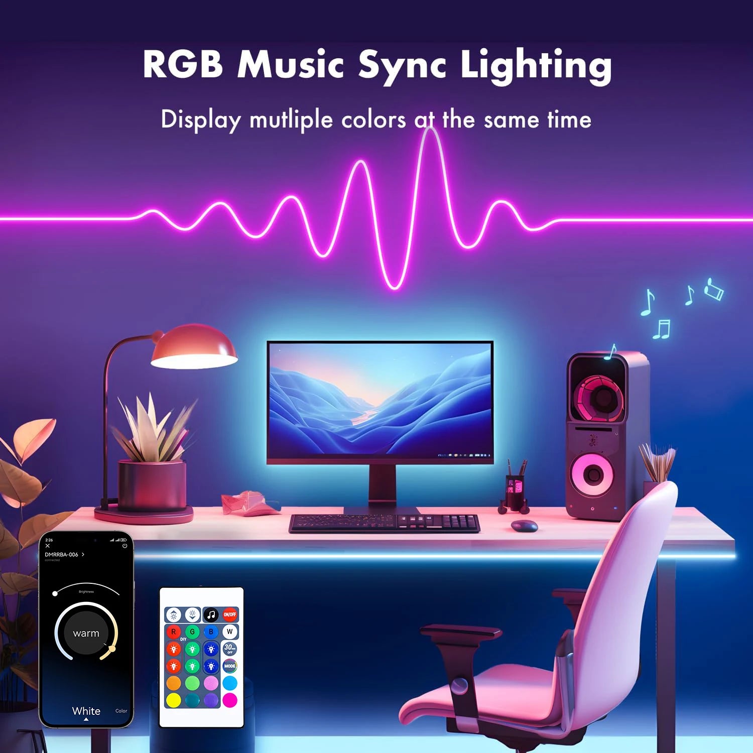 40M/30M RGB LED Light Strip, 24V Music Sync App/Remote Timer DIY Rope, IP65 Waterproof Gaming for Bedroom Indoor Outdoor Decor