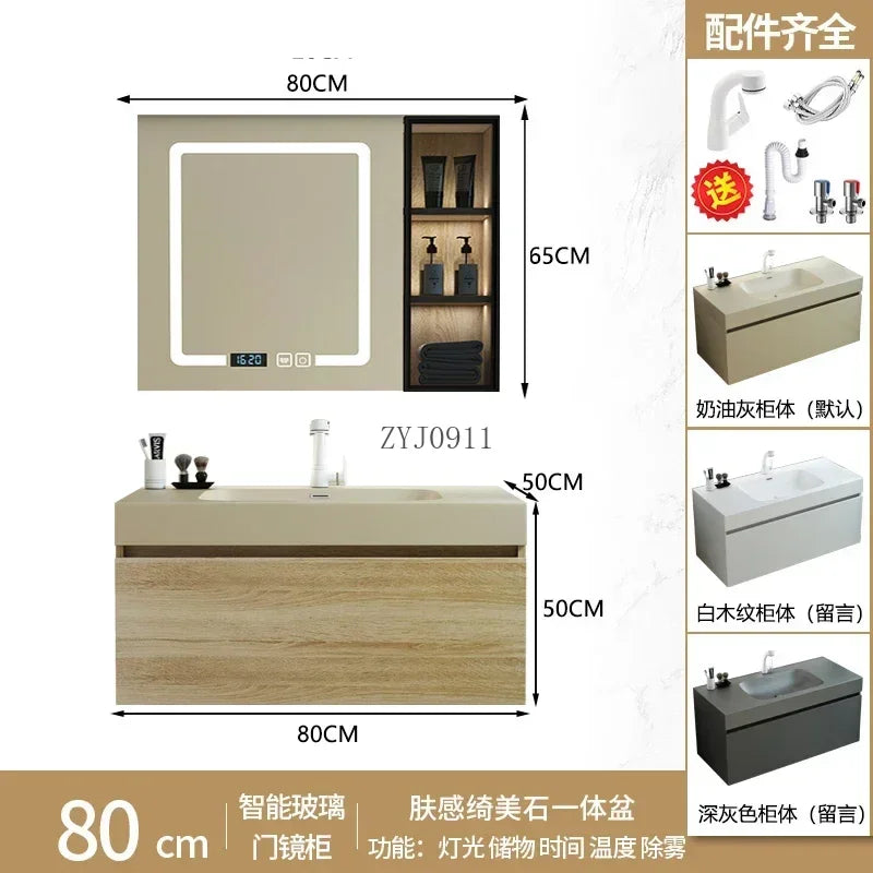 Furniture Luxury Vanity Bathroom Multifunction Home Storage Locker Mirrors Space Saving Cabinet Salon Station Floor Wooden Towel