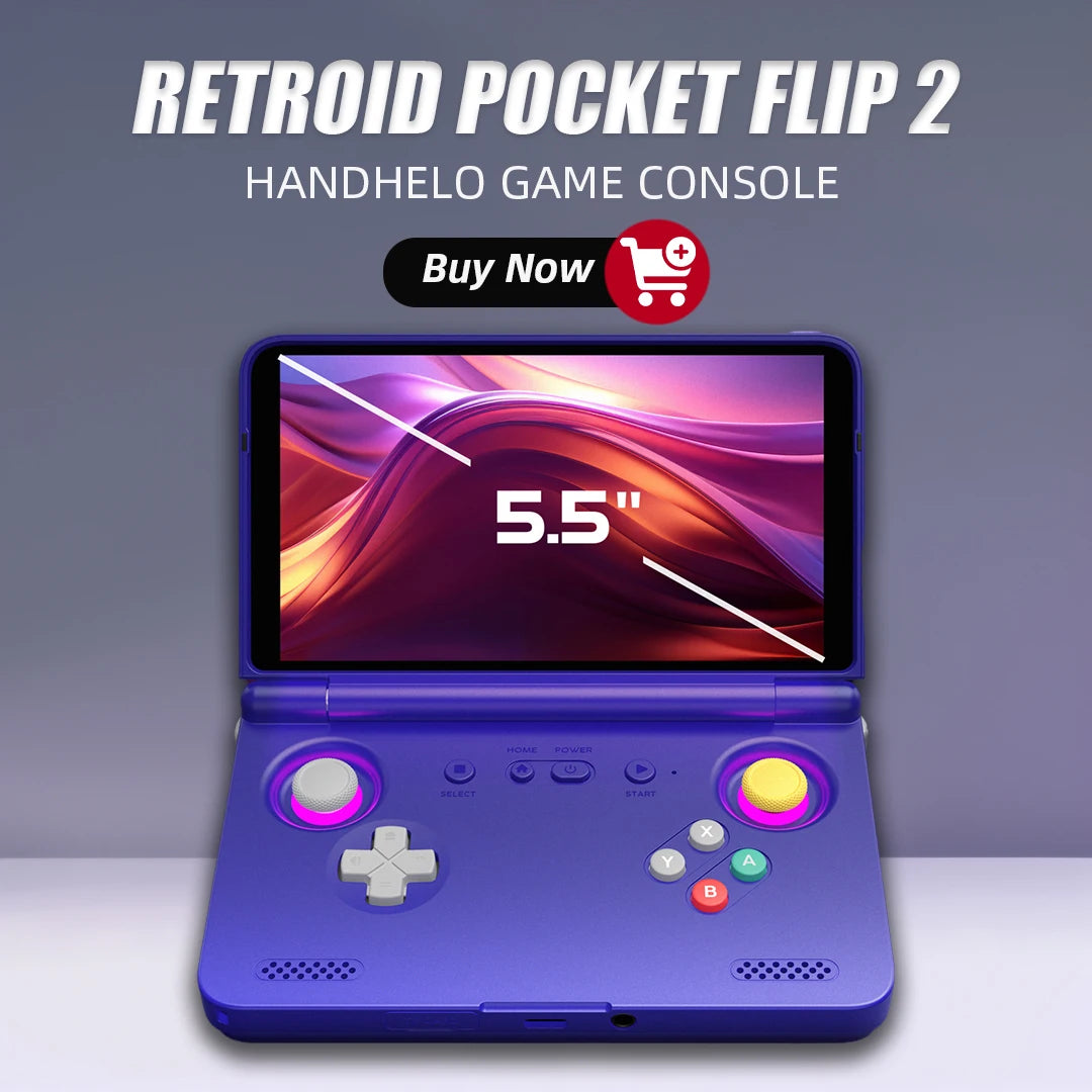 Retroid Pocket Flip2 Tragbarer Retro-Videospiel-Player 5,5'' AMOLED