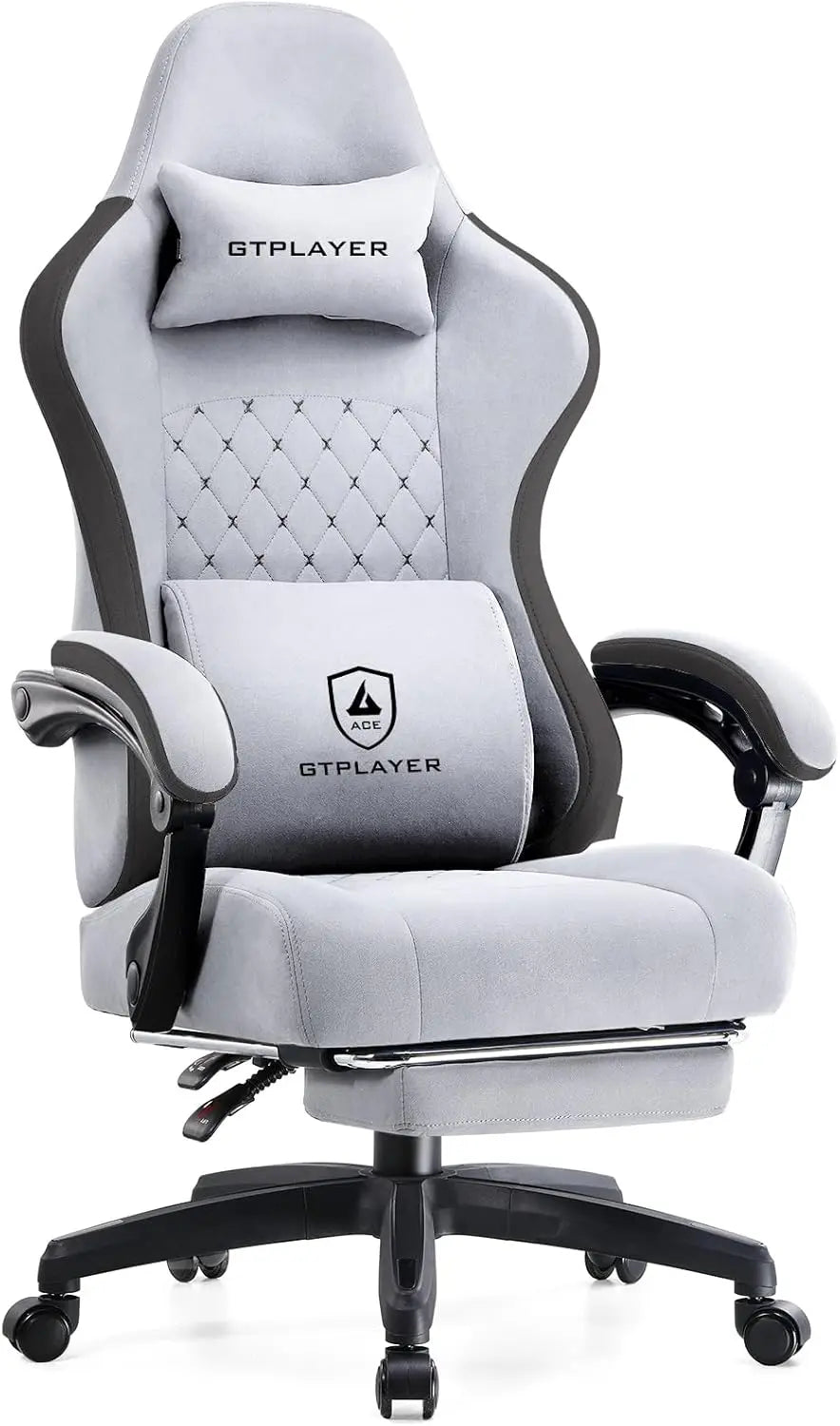 Office Chair, Gaming Computer Desk Fabric Chair with Footrest, High Back Ergonomic Office Chair with Pocket Lumbar Support