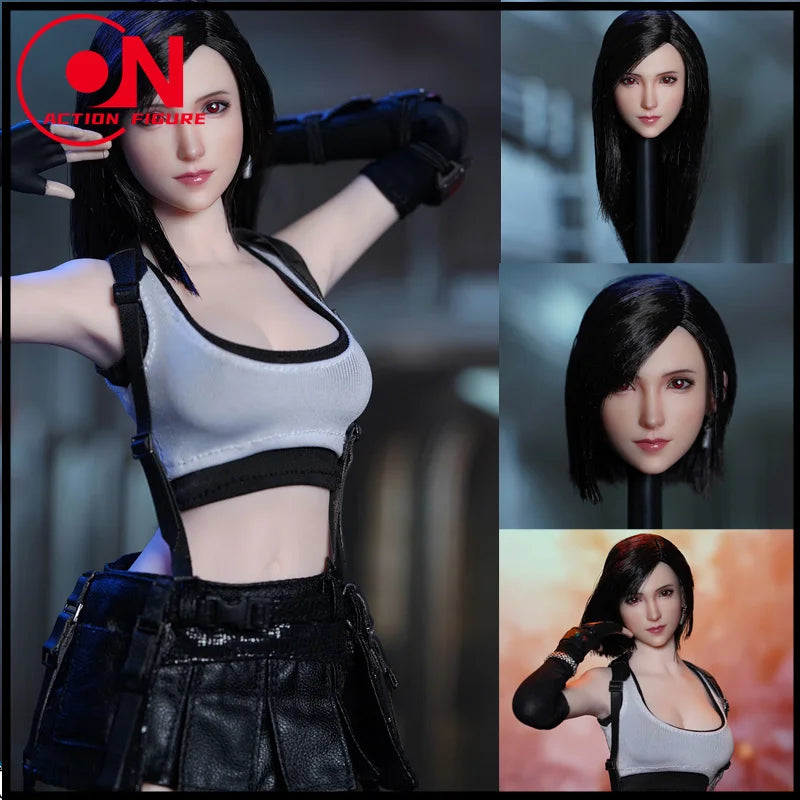 SUPER DUCK SDH032 1/6 Tifa Kopfskulptur mit kurzem/langem Haar und blasser Haut, geschnitztes Modell für 12'' TBL PH JO Actionfigurenkörper