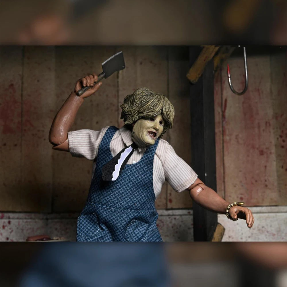 NECA Texas Chainsaw Massacre - Leatherface with Old Lady Mask 8" Clothed Action Figure Model Doll Garage Kit