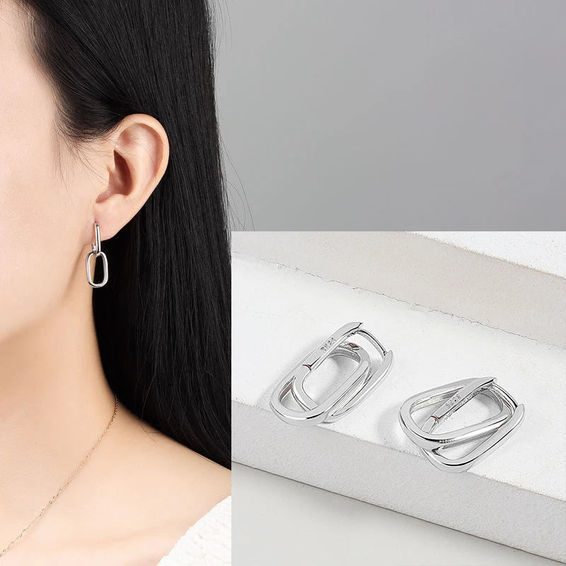 VENTFILLE 925 Sterling Silver Chunky Hoop Earrings for Women Geometric Circle Punk Ear Jewelry Party Gifts 2023 New Dropshipping