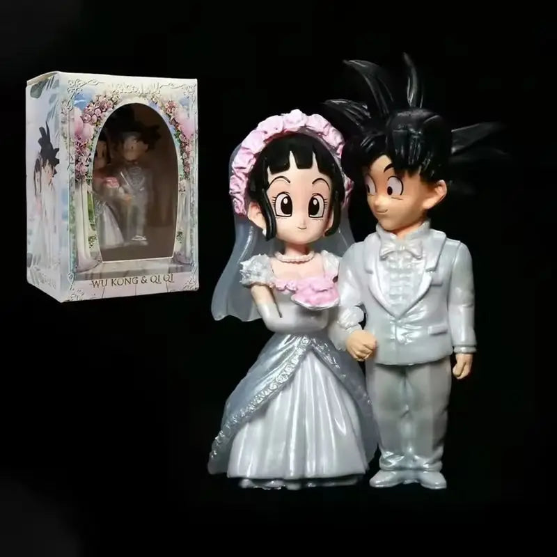 New Dragon Ball Anime Figure Son Goku Figures Lg Wedding Goku Chichi Mariage Figurine 9cm Scene Statue Q-Version Pvc Model Doll