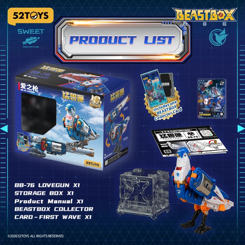 52TOYS BEASTBOX BB-76 LOVEGUN Deformation Dove Toys Action Figure, Collectible Converting Toys