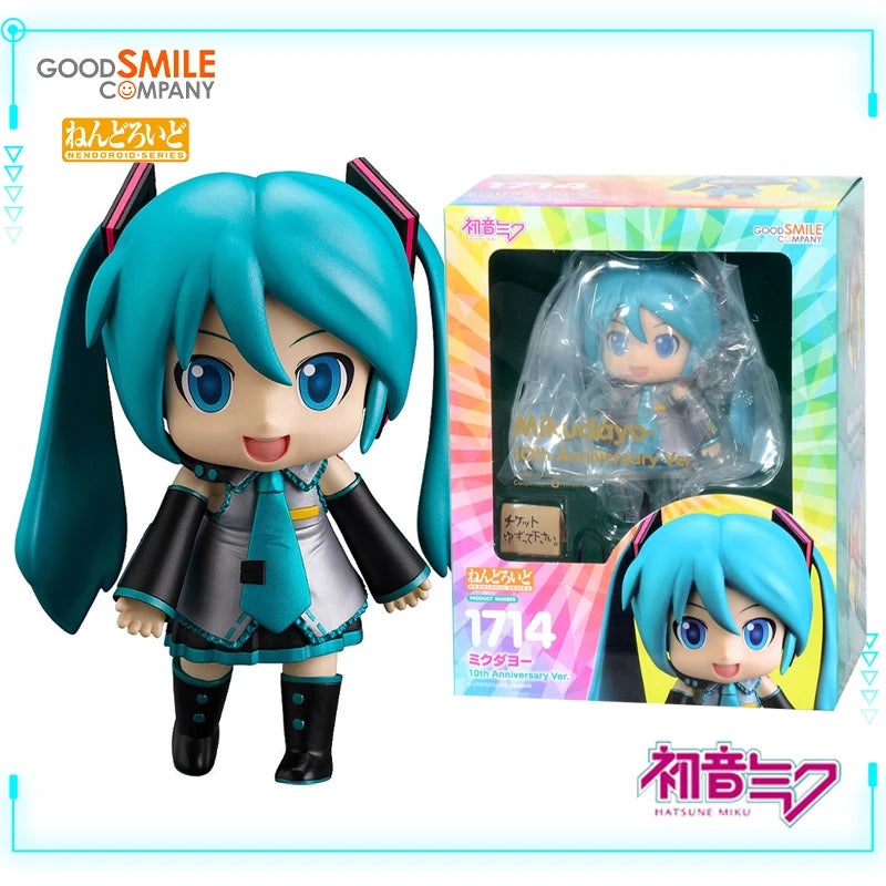 GSC Original Genuine Vocaloid Hatsune Miku Mikudayo Nendoroid 1714 10th Anniversary Ver 10cm Collections Model Toy Figures Gift