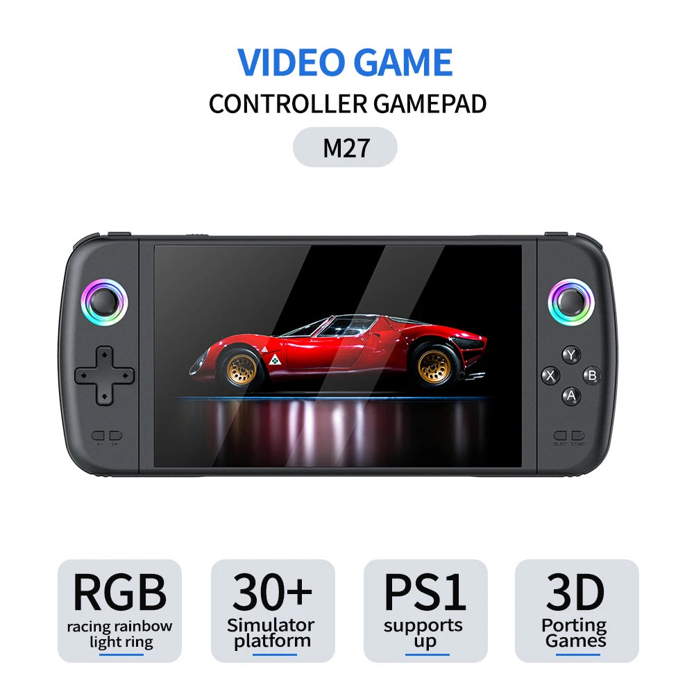 M27 Game Console Portable Pocket Retro Handheld Video Game Console 7.0" IPS Screen 1024*600 Display RGB light Support Emelec HD