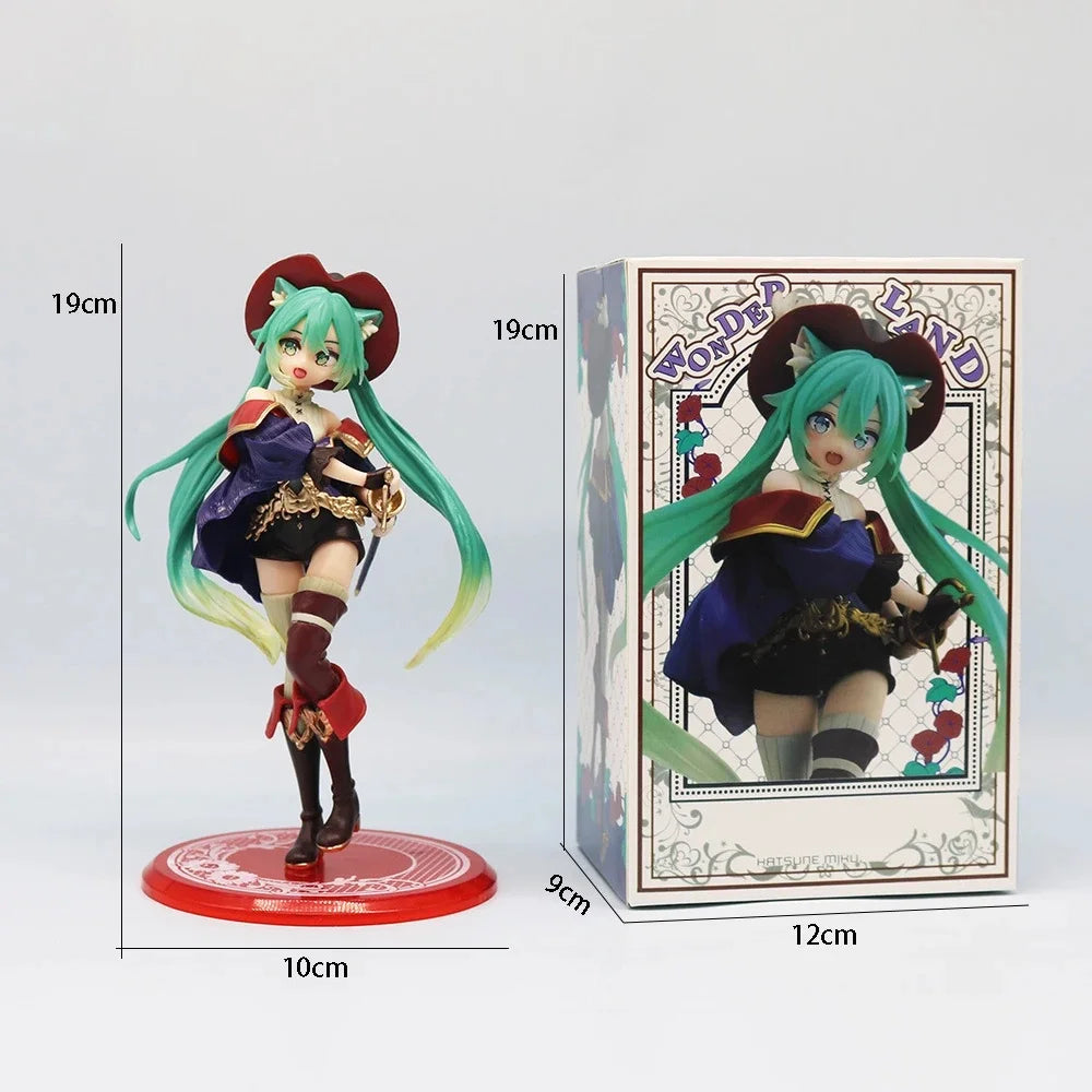 Hatsune Miku Anime Figurine Cute Desktop Action Figure 'Tale of Wonderland' Miku as Puss in Boots Kawaii Girl Model Toy Adorable