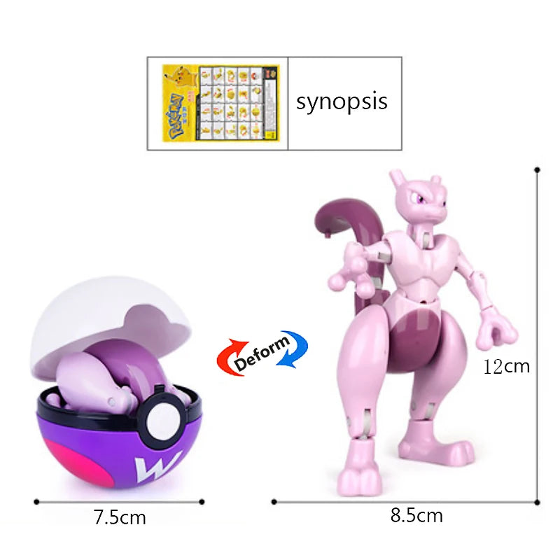 18 стила Pokemon Аниме Деформация Фигурки Pikachu Eevee Mewtwo Greninja Pokeball Фигура Домашни любимци Екшън Модел Играчки Детски Подаръци Играчки