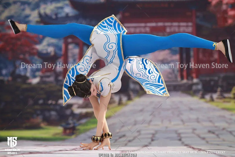 ‌STAR MAN 1/6 MS-011 Female Fighter Chun Li Blue Cloud Pattern White Cheongsam Edition‌ 12inch Action Figure Model