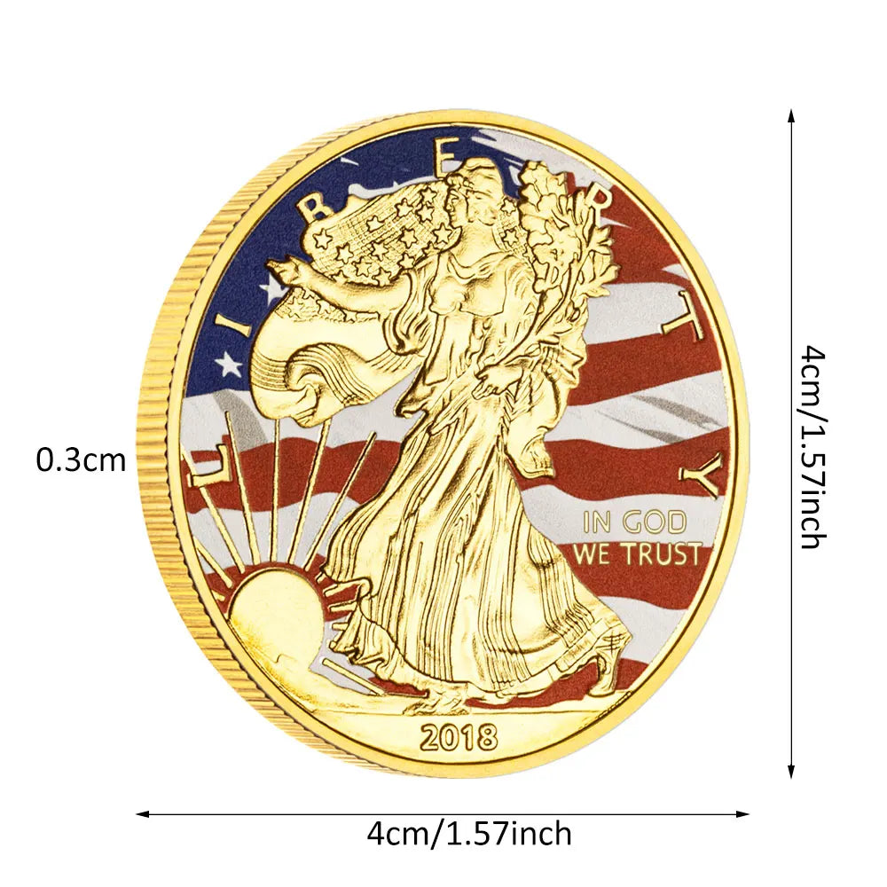2018 United States Statue of Liberty Souvenir Coin Golden Plated Seal of The USA Bald Eagle Challenge Coin Great Gift