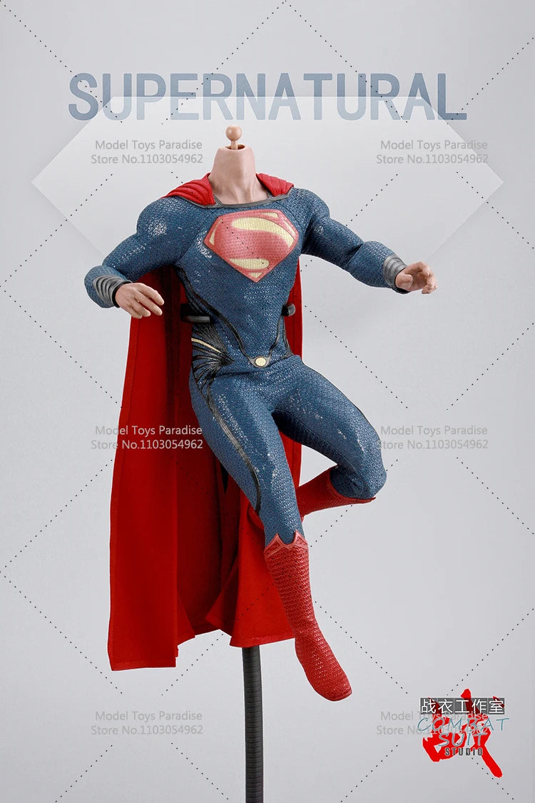 1/6 Soldier Super Man Red Blue Hero Combats Suit Muscles Joints Body With Hand Shape Fit 12inch Action Figure Head