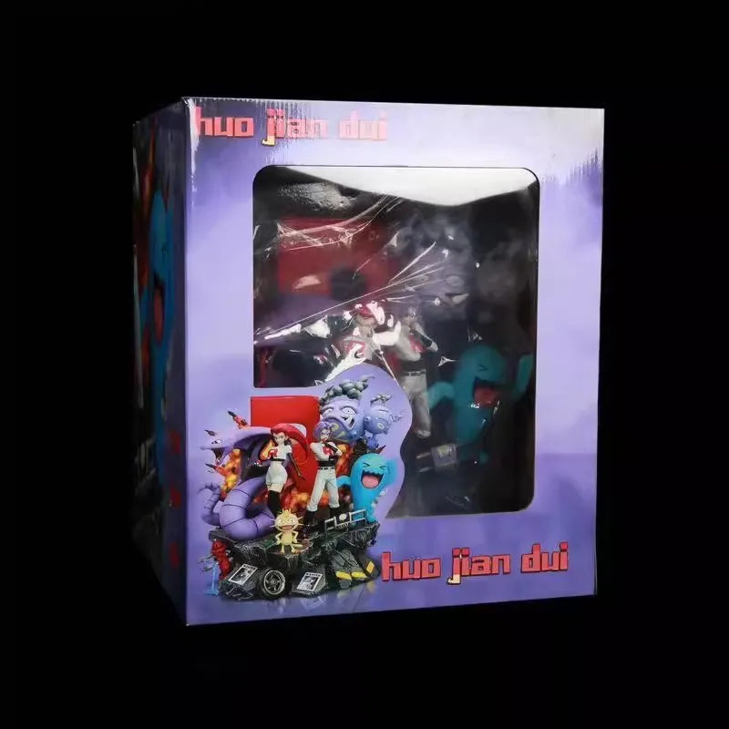 41cm Pokemon Evolution Figure Anime Figures With Led Light Statue Ash Ketchum Figures 38cm Egg Rocket Team Collection Model Toys
