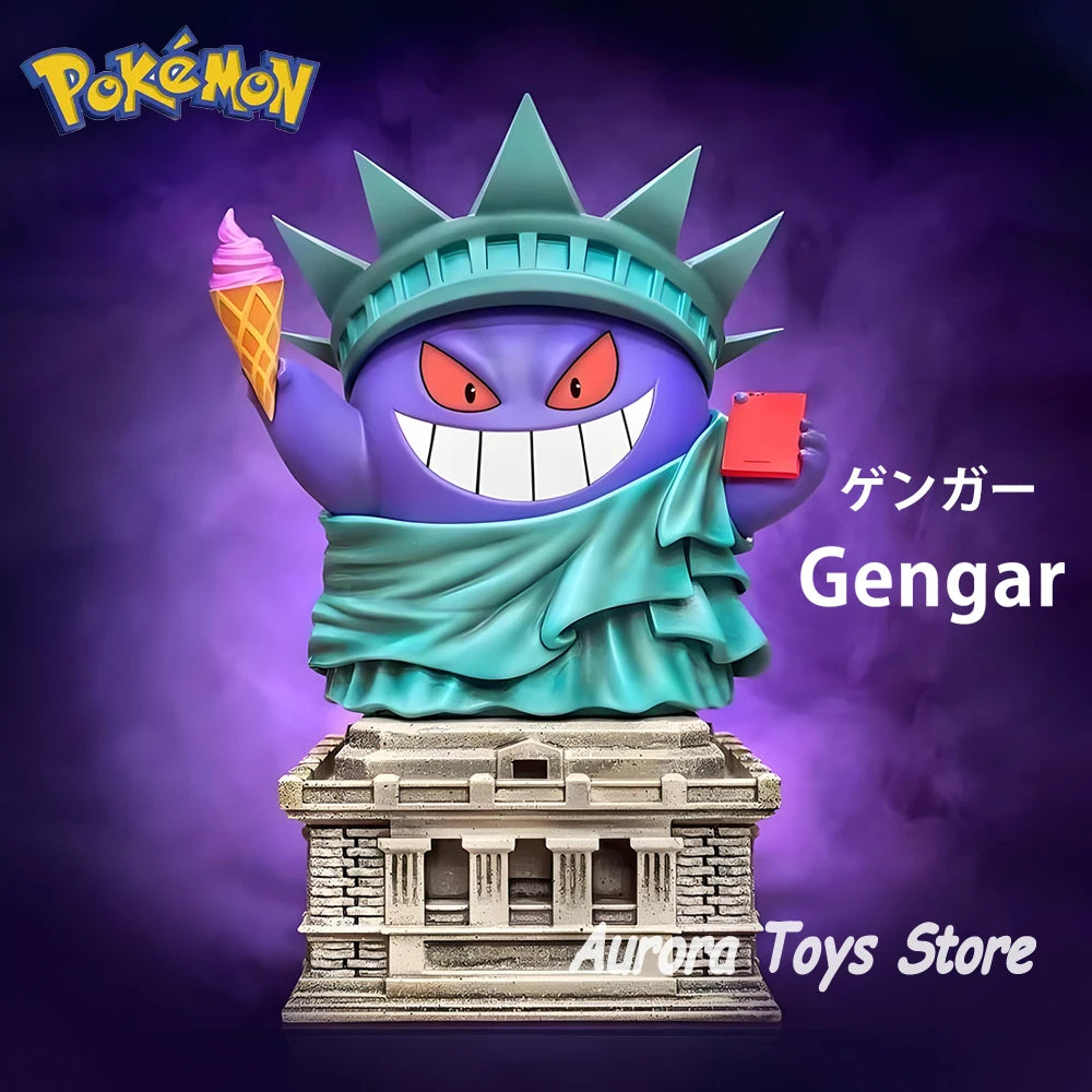 14cm/5.51in Anime Pokemon Figure Gengar Cosplay Lady Liberty Action Figures Pvc Statue Collectible Model Toys Gifts