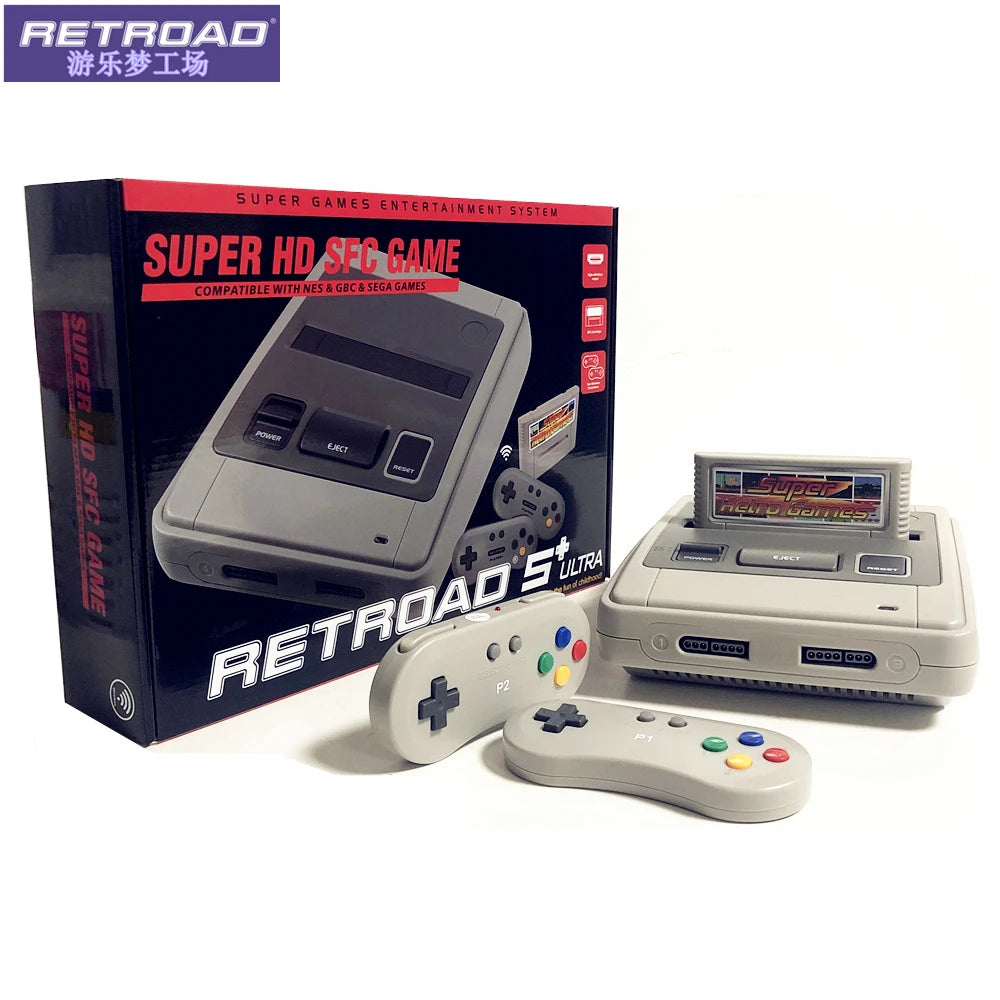 SFC52HD Super Retro Hardware Game Console Play For SFC/SNES Game Cartridge Two Controllers Free 350 Games Card Original Size