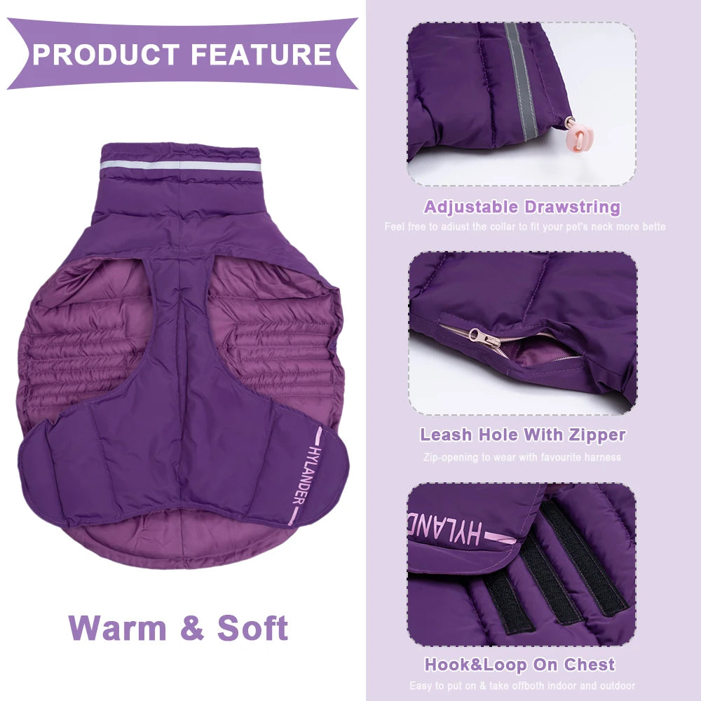 Hundemantel, Bekleidung, Kostüme, Jacke für Hunde, reflektierend, hochgeschlossen, gesteppt, Puffer, warm, Winter, große Hundekleidung