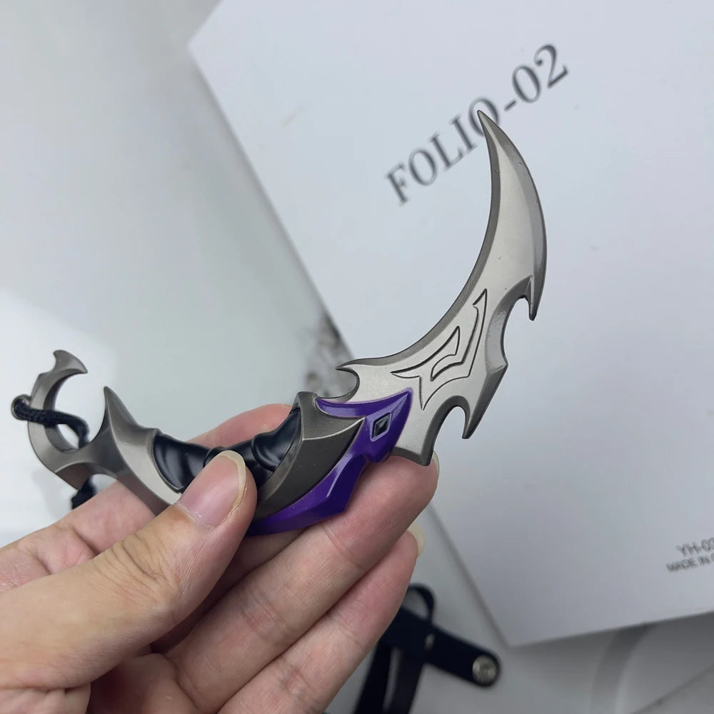 15CM Valorant Game Merch Reaver EP 5 Karambit with Leather Case Zinc Alloy Metal Weapon Model Anti Rust Realistic Craft Toy