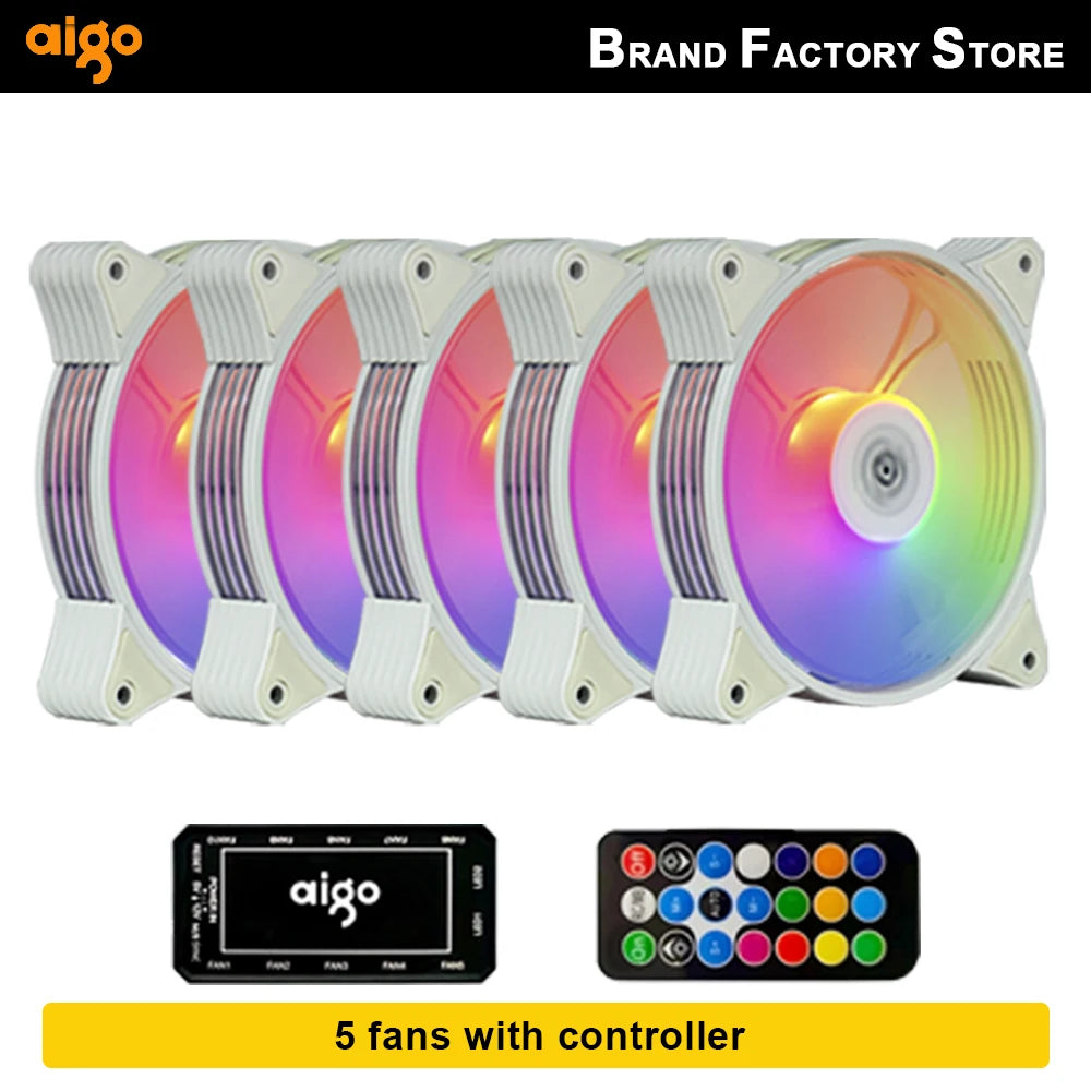 Aigo AR12 Weiß 120mm PC Computer Gehäuselüfter Kühlung Kühler 6PIN Einstellbare RGB Led 12cm Stumm Ventilador Geschwindigkeit Einstellen 5V ARGB Fans