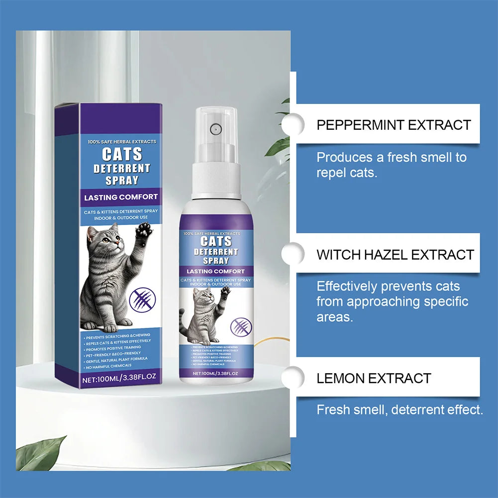 2Pcs Cat Deterrent Spray Natural Cat Scratch Deterrent Training Aid Furniture Protector for Sofa Curtain