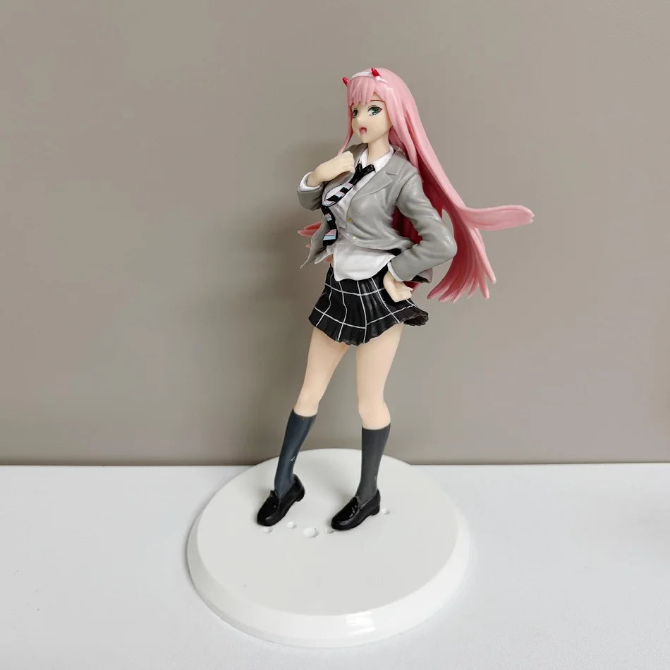 DARLING in the FRANXX Anime Figure Zero Two 18CM PVC cartoon Toy Uniform Version Collectible Doll for Kids Birthday Gift