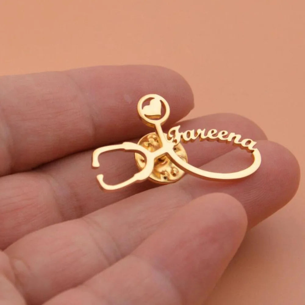 Custom Name Brooch with Stethoscope,Name Pin,Birthday Gift,Personalized Gifts For Best Friend
