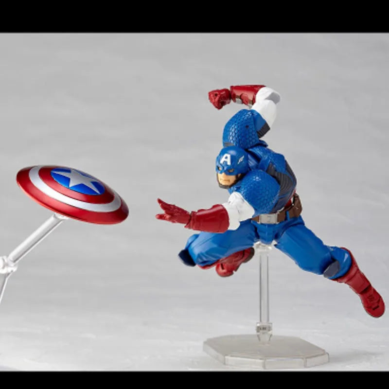 KAIYODO Genuine Amazing Yamaguchi Anime Figure Captain America Action Figure Toys for Boys Kids Gift Collectible Model Ornaments