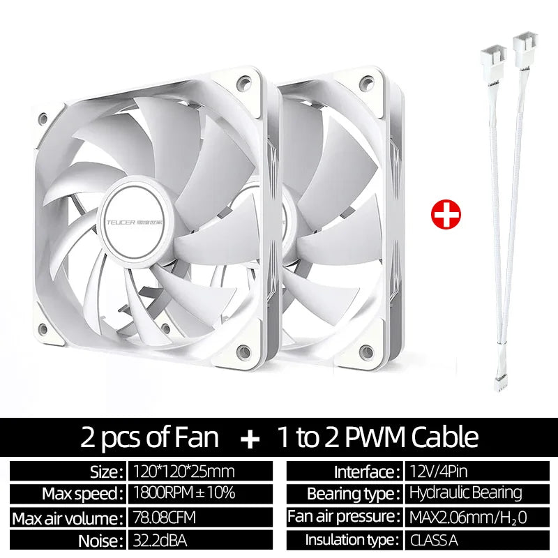Teucer 12cm Chassis Fan PWM Control 1800rpm Silent Computer Case CPU Cooler Heatsink Ventilador Water Radiator 120mm Cooling Fan