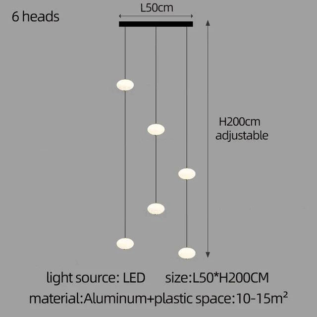 Modern Led staircase chandelier living room hanging light designer Villa duplex building  oval string attic pendant lighting