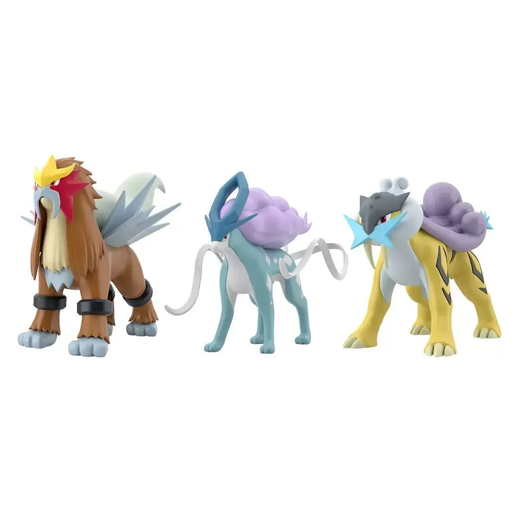 Limited  Edition Johto  Region Entei, Suicune, Raikou Q Version Movable Figure Toys - Collectible Anime Merchandise