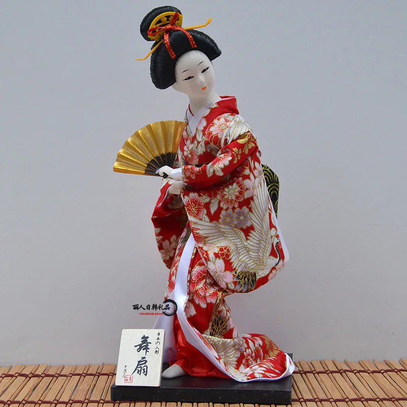 12inch Japanese Geisha Doll Statuette Sitting Figurine Japanese Kimono Kokeshi Kabuki Geisha Handicraft Ornament Birthday Gift