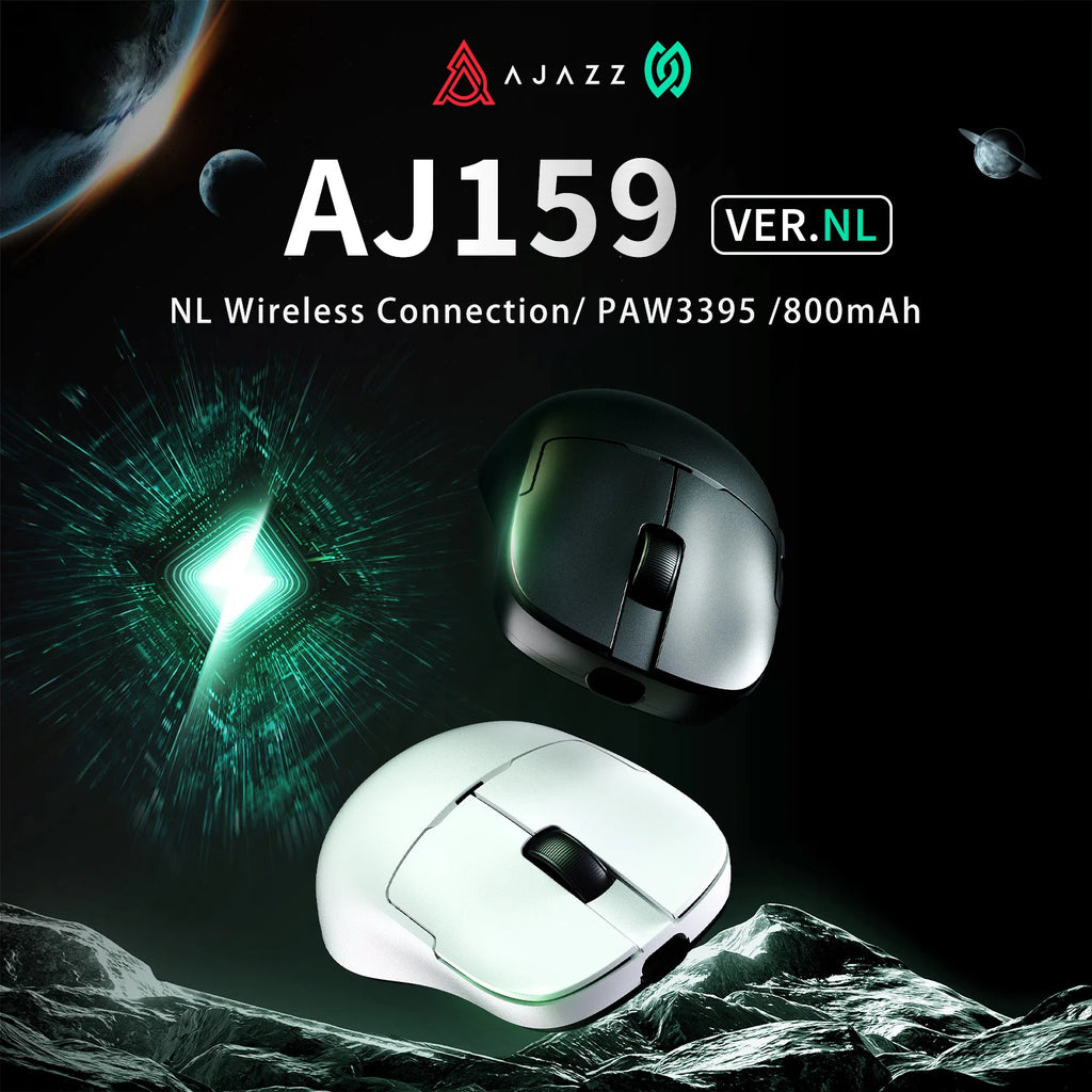 AJAZZ AJ159 NL Kabellose Maus 800 mAh Kompatibel mit Spielen und Büro PAW3395 1K Nearlink BT Kabellose Maus Laptop GiftAJAZZ AJ1