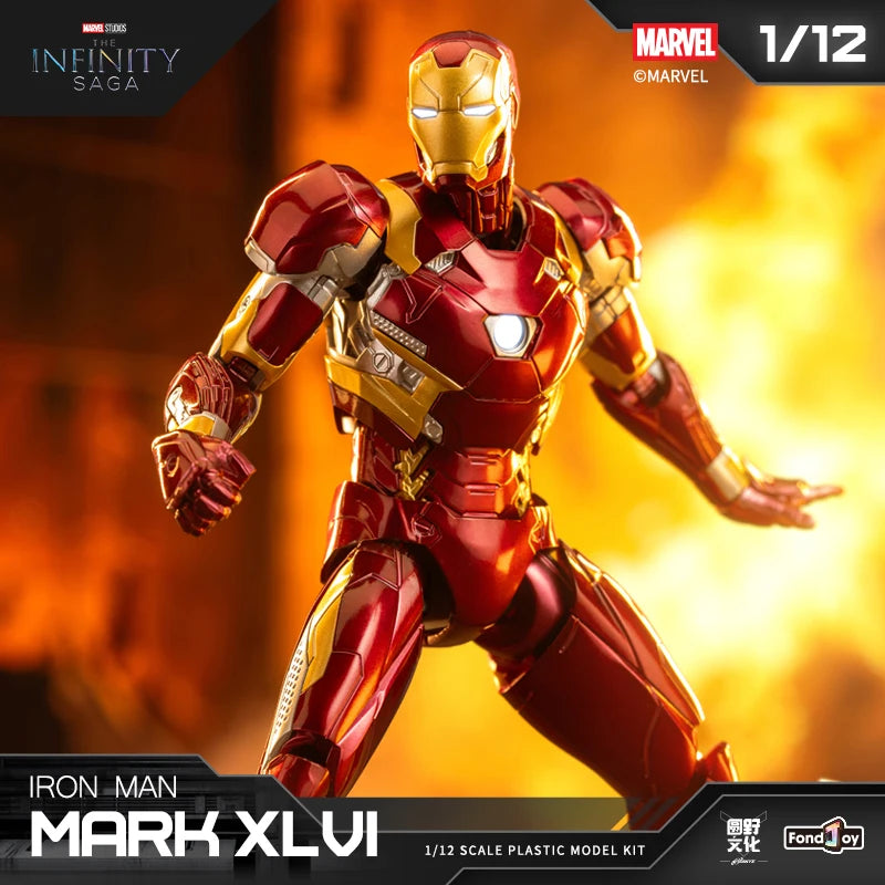 НОВА оригинална аниме фигурка Fondjoy Iron Man MK46 Модел Комплект 1/12 Infinity Saga Ironman Mark 46 Сглобка ABS съвместна подвижна играчка за деца