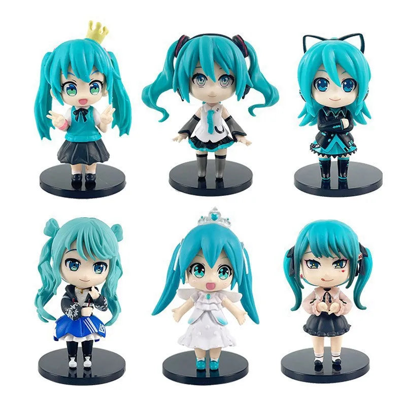 Hatsune miku Anime new figure mini character ornaments kawai hatsune table decoration for home adult toy child gift 6pcs/set