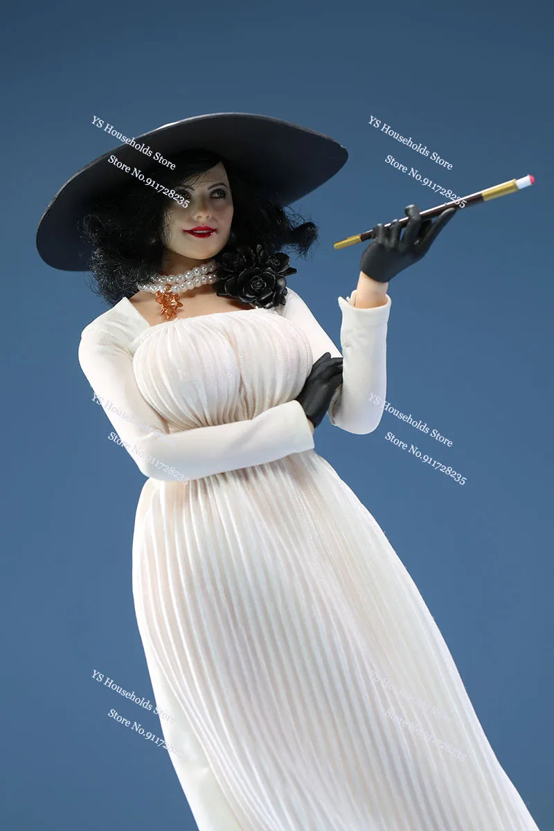 Original A23C01 1/6 Scale Female Vampire Soldier White Long Dress Decoration Lady Dimitrescu Movie Role Delicate 12" Figurine
