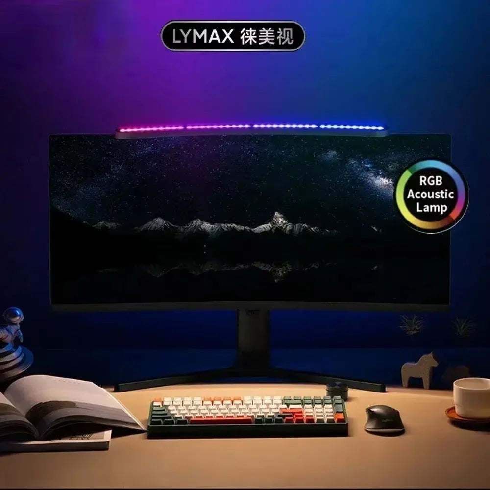 Youpin LYMAX Computer Monitor Table Lamp Curved Screen Desk Lamp Dimming Eye-Care Sound-sensitive Music Hang Gaming Light pro