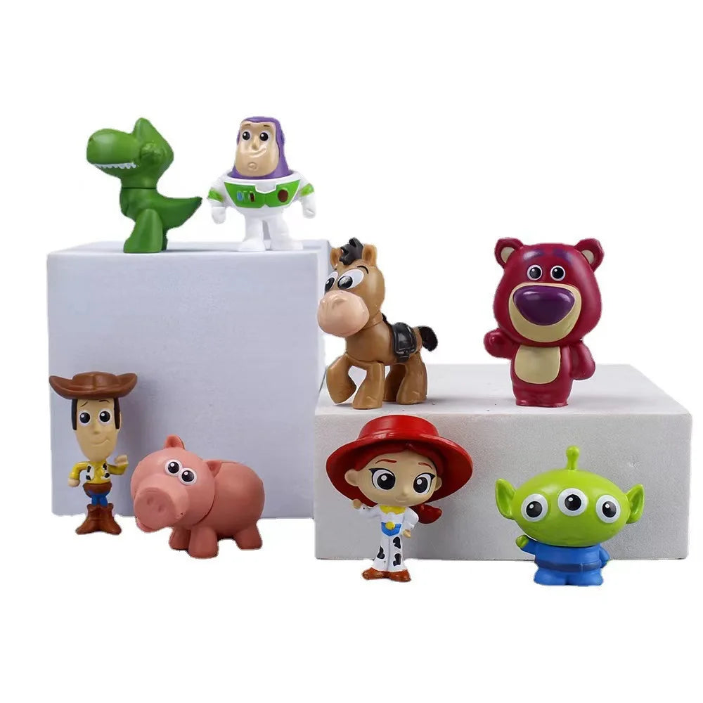 8PCS Anime Figures Toy Story 4 Woody Buzz Lightyear 5cm Q Version Mini Dolls Kids Toys Model for Children Christmas Gift