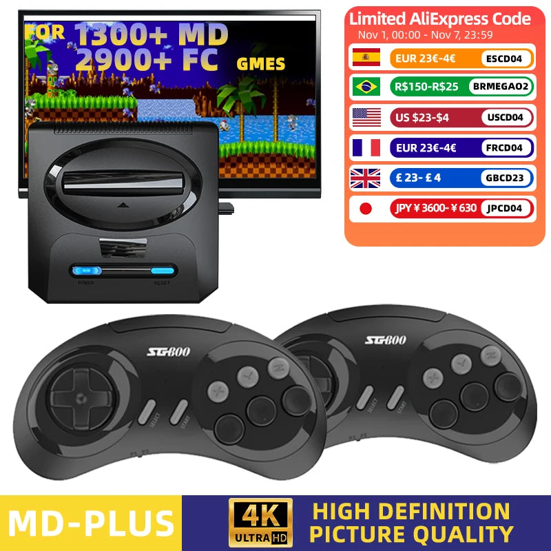 16BIT Segas-MD Video Game Console For Sega Mega Drive Genesis FC Dendy Console Support HDMI Output Retro Game Machine