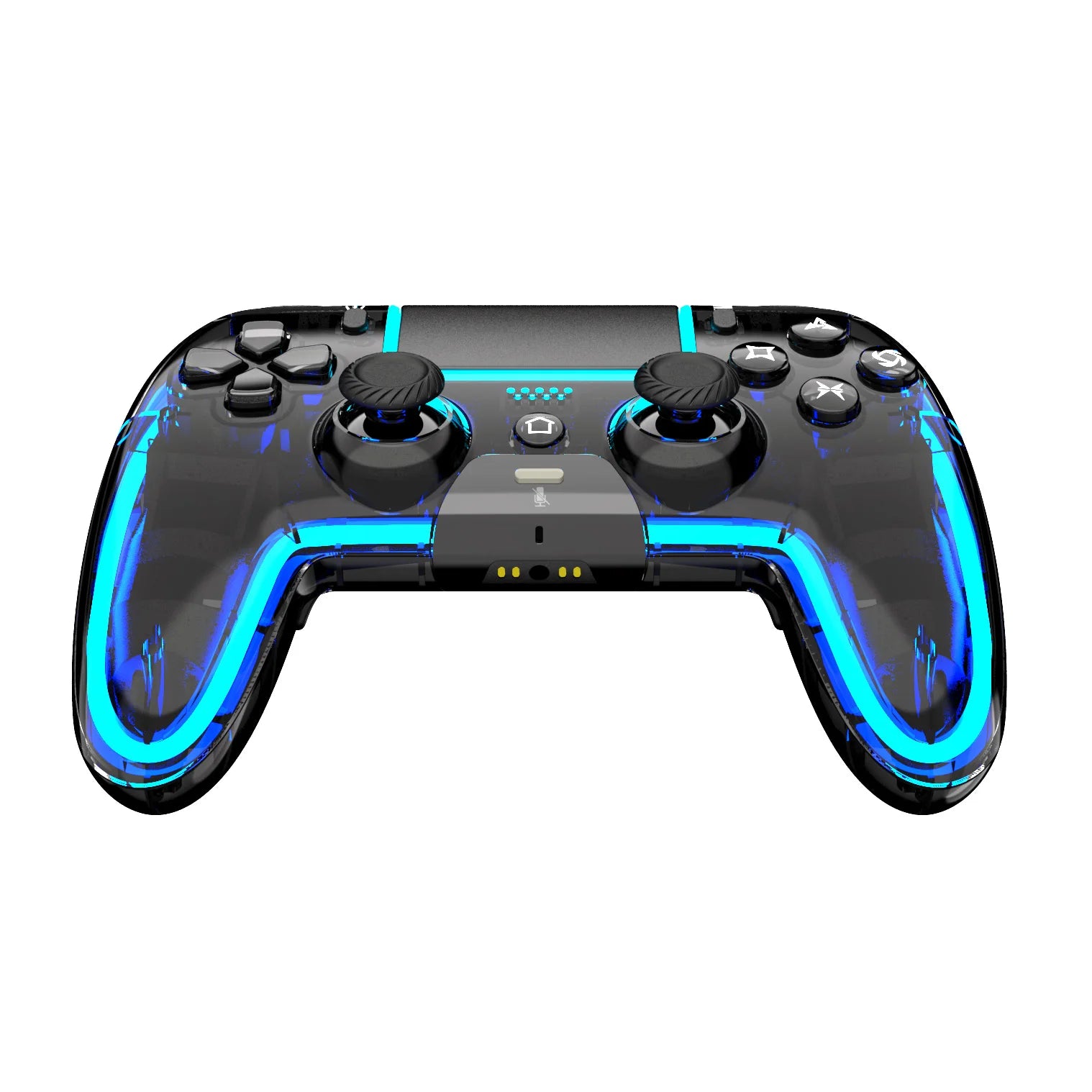 Wireless Controller STK-5007L for PS5,Transparent Controller with Breathing RGB Light, Programmable Buttons&Type-C Port