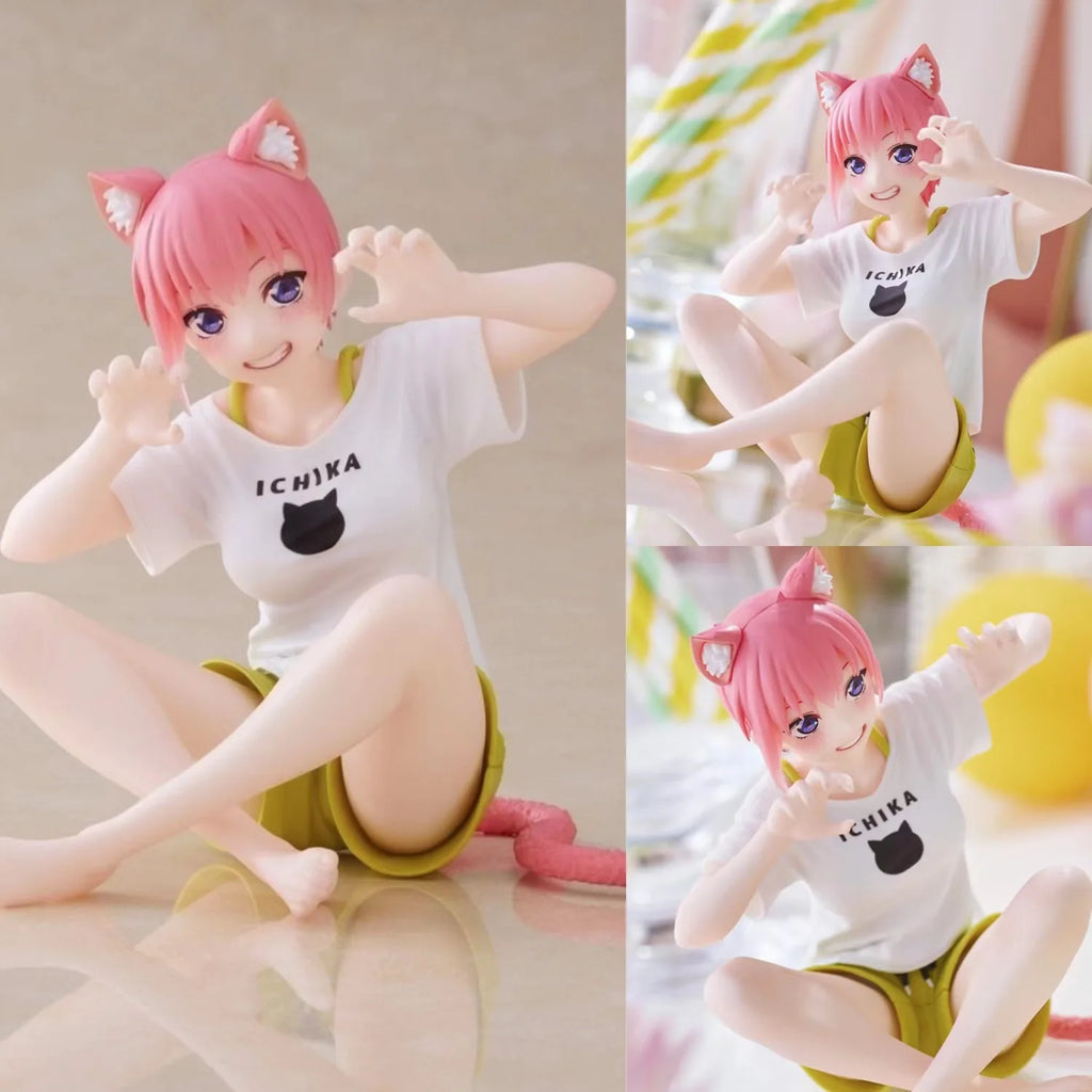 Anime The Quintessential Quintuplets Desktop Cute Nakano Itsuki Figures Cat Room Wear Ver Girl Statue Model Doll Desk Decoration