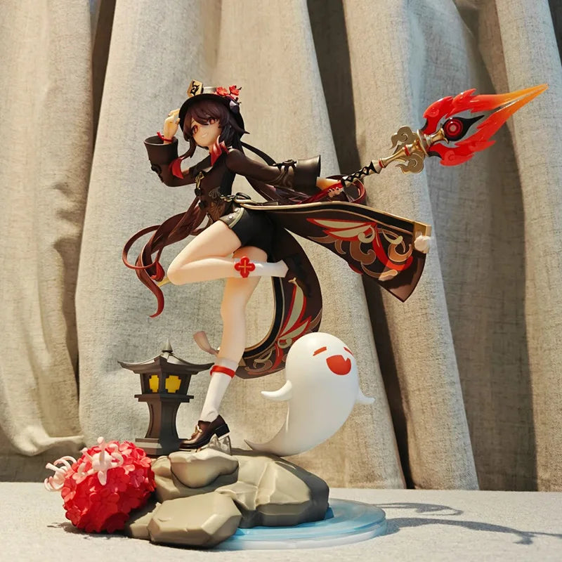 100% Mihoyo Genshin Impact Hu Tao 1/7 Scale Static Figure Snowy Plum Ver. Anime Collectible Statue For Genshin Impact Fans Gift