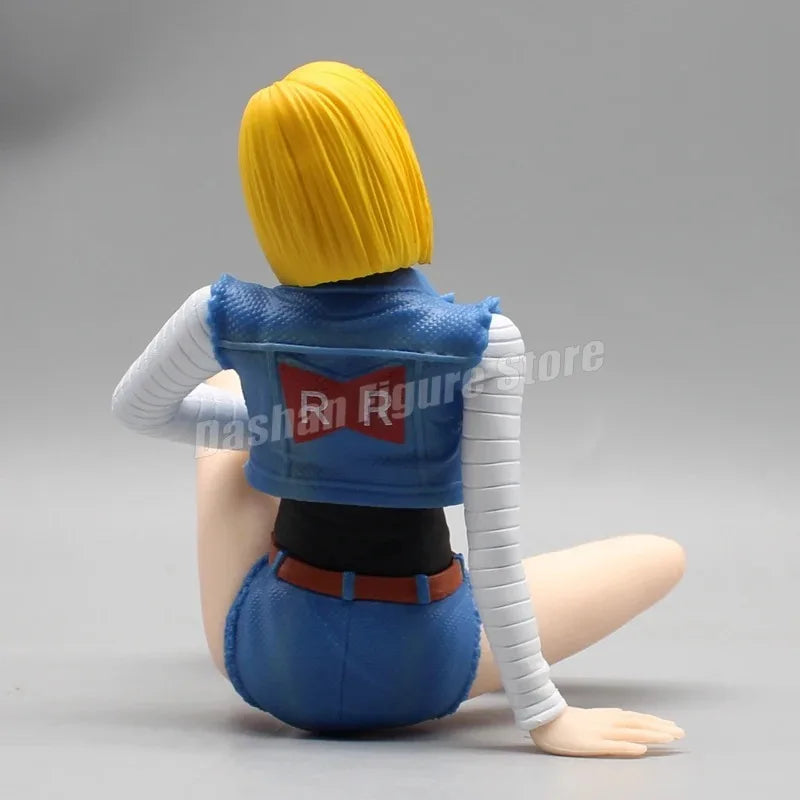 Gk Dragon Ball Android 18 Action Figure Statue PVC Lazuli Collection Sitting Position Trunks Figurine Car Ornaments Model Toys