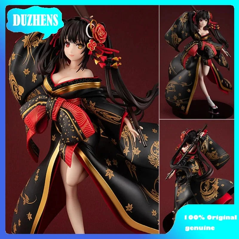 100% Original:DATE A LIVE Tokisaki Kurumi Sakuran 23.8cm PVC Kimono beauties Anime Figure Model Toys Figure Collection Doll Gift