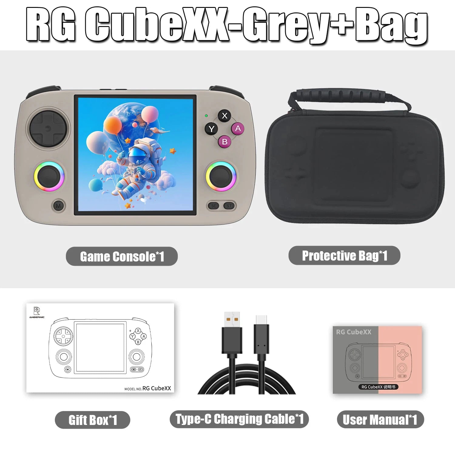 ANBERNIC RG CubeXX portable Handheld Games Console 3.95 Inch IPS Screen Linux System 5G WiFi BT RGB Joystick Lighting PSP game