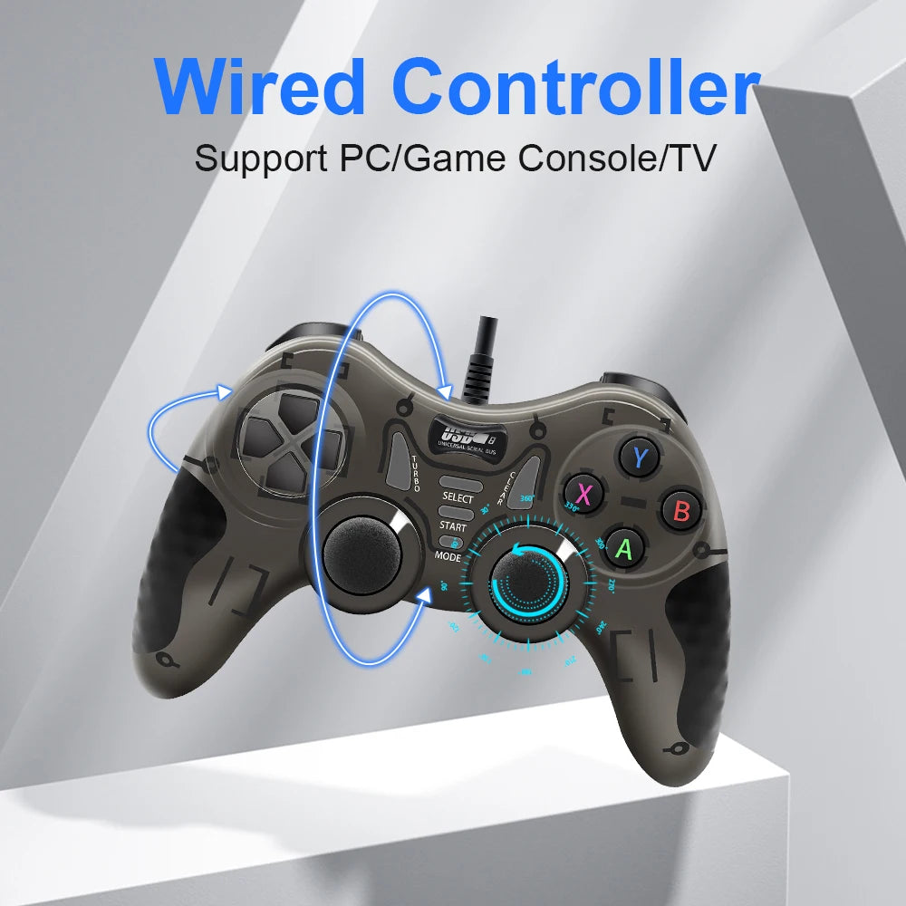 Gamepad BLACK White Wired Handle for Gaming TV / Computer PC  Joystick PS3 Controller with Vibration Effect