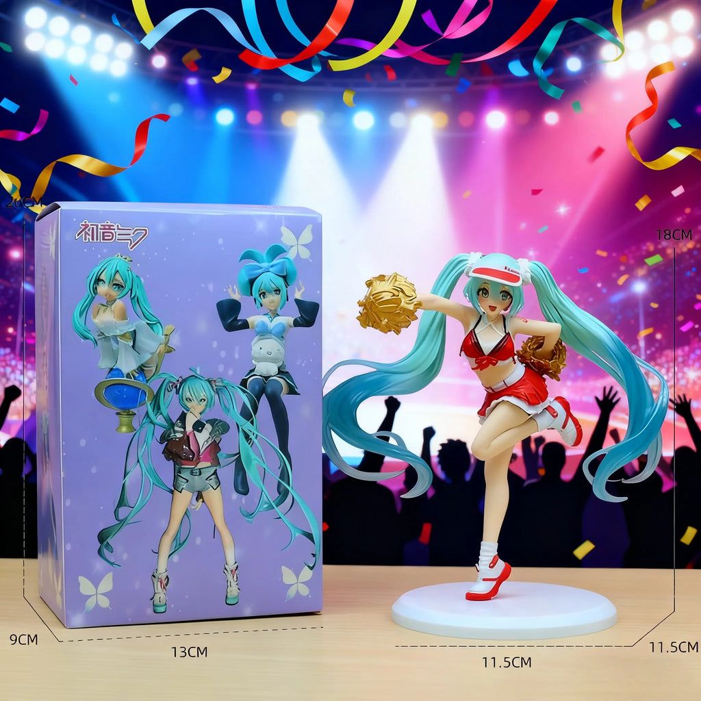 2025 New 18cm Fashion Hatsune Miku Cheerleader Collection Decoration of PVC series models of ornaments