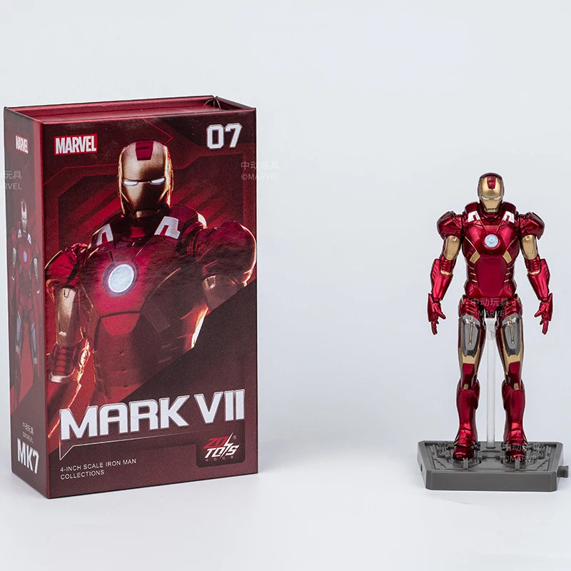 7Pcs/Set ZD Original Iron Man GNAKU Set 1/20 4inches Action Figures Marvel legends MK1 MK2 MK3 MK4 MK5 MK6 MK7 Model Doll Toy