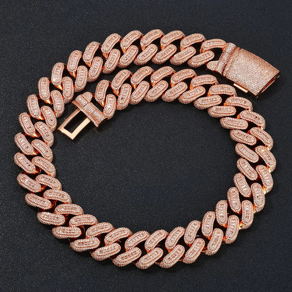 Hip Hop 29mm Iced Out Cuban Chain Fine Jewelry Rose Gold Plated Big Heavy Chain for Men Cuban Link Necklace Birthday Gift