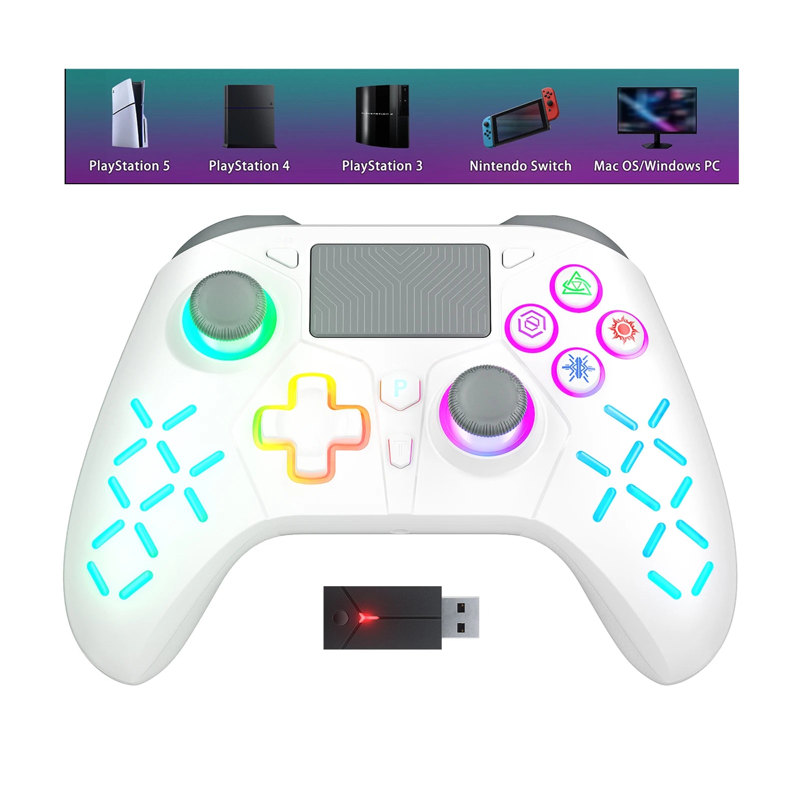 Gamepad For Ps5/Ps4 Console - P5 Wireless Controller, Dual Vibration Hall Effect, With Turbo Touchpad, Gaming Remote Accessories